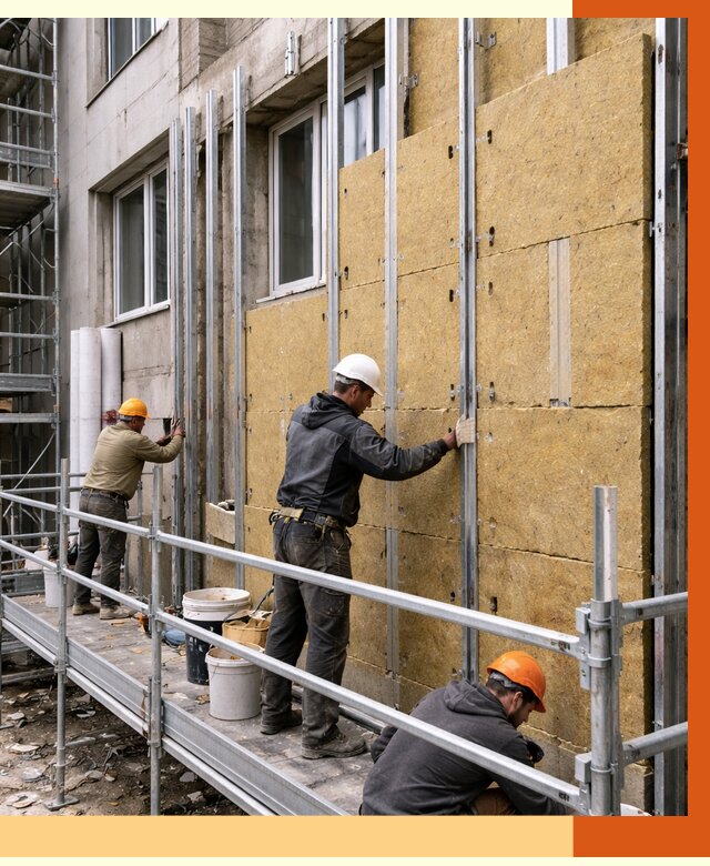 Утепление вентилируемого фасада в Туймазы от 5706 руб/м2 — монтаж и утепление вентфасад | ТепломастерТмз